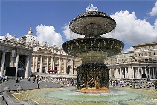 大教堂,喷泉,17世纪,梵蒂冈城,罗马,意大利