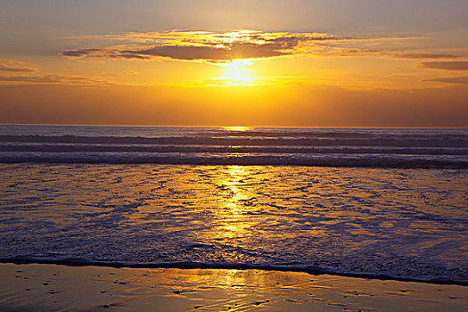 日落,上方,太平洋,海洋,俄勒冈海岸,俄勒冈,美国