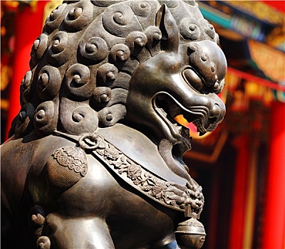 金属,狮子,中国寺庙