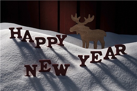 圣诞贺卡,驼鹿,雪,新年快乐