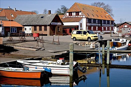 自然风光,港口,小,乡村,丹麦,欧洲
