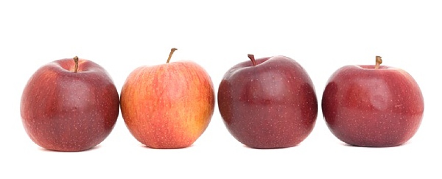 四个,红苹果,隔绝,白色背景,背景