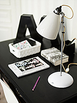 黑色,现代,设计,家庭作业,书桌