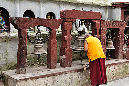 祈祷,僧侣,浮图纳特塔,尼泊尔