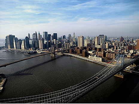 布鲁克林,曼哈顿,桥,下曼哈顿,纽约