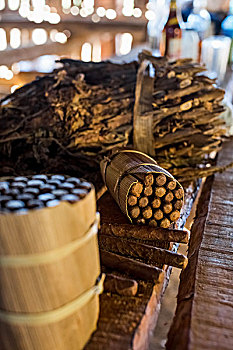 包装,手工制作,古巴,雪茄,烟草,叶子,工作台,维尼亚雷斯