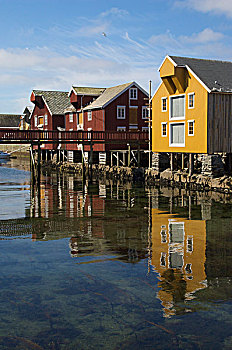 水边,建筑,港口,城镇,群岛,北,-,拉格,挪威,欧洲