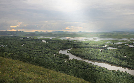 中国内蒙古呼伦贝尔额尔古纳湿地景观