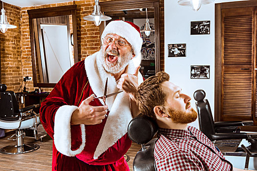 圣诞老人,理发店