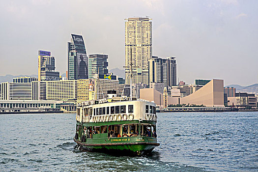 渡轮,途中,九龙,地区,香港