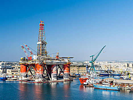 船坞,马耳他,靠近,三个,城市,港口,相对,瓦莱塔市,练习,钻塔,修理,欧洲,南欧,大幅,尺寸