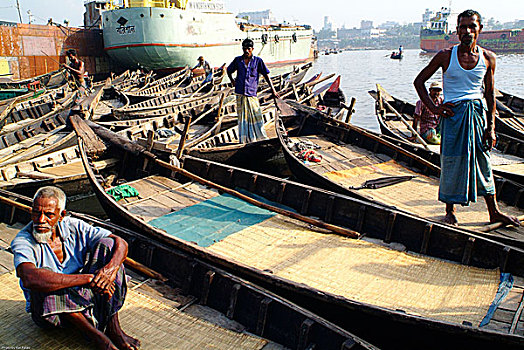 传统,景象,河,孟加拉,五月,2007年