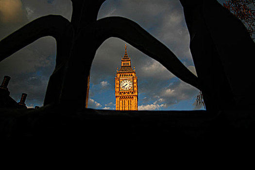 看穿,栏杆,国会广场,大本钟,议会大厦,威斯敏斯特,伦敦,英国