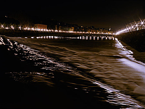 夜晚,佛罗伦萨,阿诺河,意大利