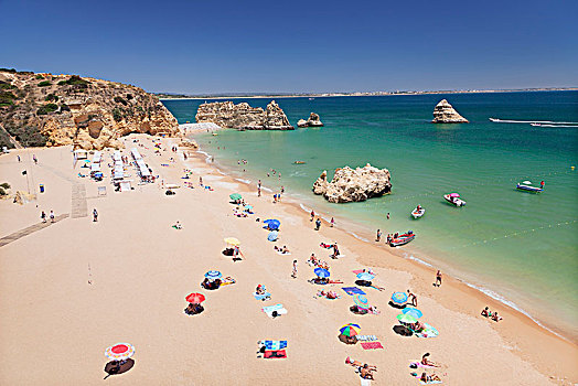 沙滩,靠近,拉各斯,阿尔加维,葡萄牙,欧洲