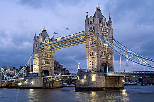 夜晚,风景,塔,桥,伦敦,英格兰,英国,欧洲