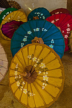 缅甸,掸邦,传统,伞,工厂