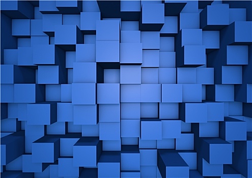 蓝色,立方体,墙壁