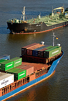 集装箱船,油轮,穿过,基尔,运河,石荷州,德国,欧洲