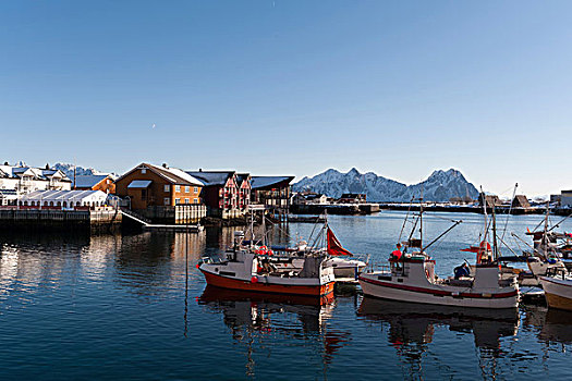渔船,港口,罗浮敦群岛,挪威