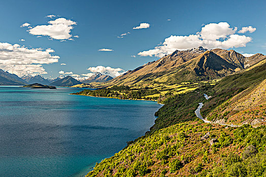 瓦卡蒂普湖,风景,山,艾斯派林山国家公园,靠近,皇后镇,悬崖,暸望,奥塔哥,南部地区,新西兰,大洋洲