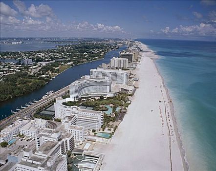 迈阿密海滩,城市天际线,航拍,迈阿密,佛罗里达,美国