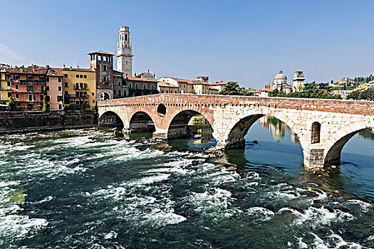 桥,河,维罗纳,意大利,欧洲