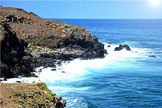 美好,岩石海岸,岛屿,乌斯提卡,西西里