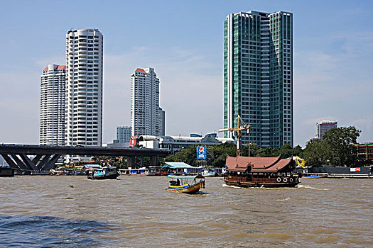 风景,曼谷,天际线,道路,泰国,亚洲