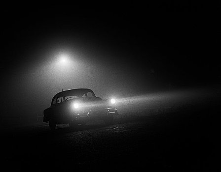 汽车,雾,夜晚
