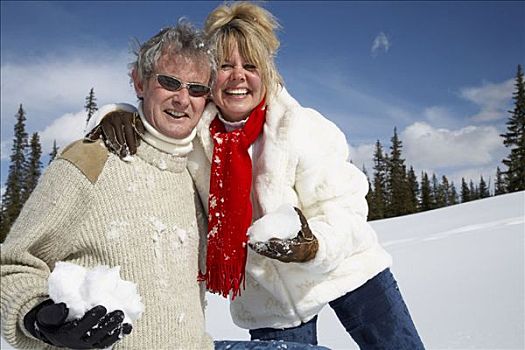 肖像,伴侣,雪中,落基山脉,艾伯塔省,加拿大