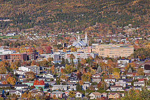 加拿大,魁北克,区域,夏洛瓦,城镇景色,秋天