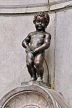 喷泉,男孩,小便,雕刻师,杰罗姆,地标,布鲁塞尔,比利时,欧洲