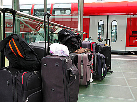 旅行,包,行李,站台,德国,铁路,车站,汉诺威,下萨克森,欧洲