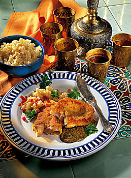 油炸,鲈鱼肉片,摩洛哥,烹饪