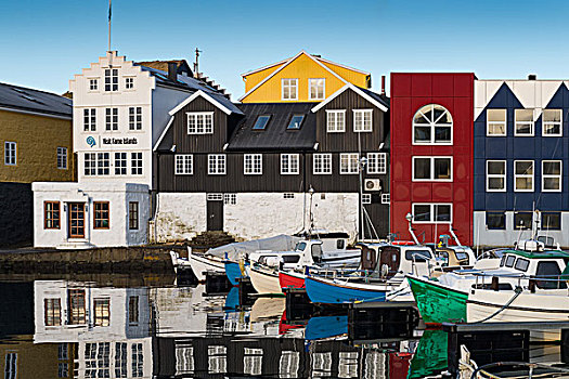 彩色,船,港口,历史,中心,托尔斯港,法罗群岛,丹麦,欧洲