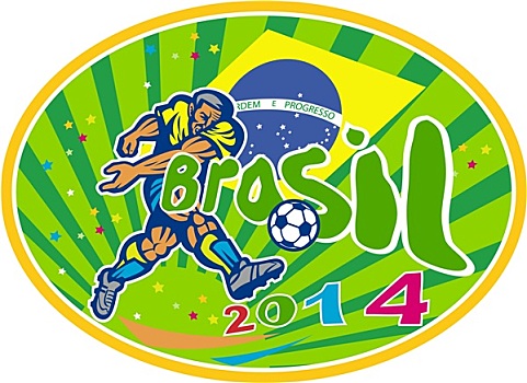 巴西,足球,球员,椭圆,复古