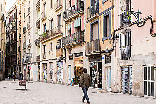 街道,风景,中心,巴塞罗那