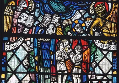 彩色玻璃窗,教区教堂,苏格兰