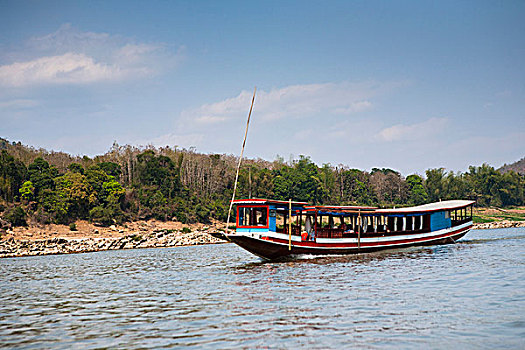 河船,湄公河,琅勃拉邦,老挝