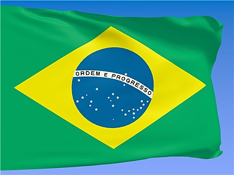 巴西,旗帜,上方,蓝天