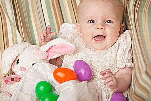 女婴,毛绒玩具,复活节兔子,塑料制品,彩色,复活节彩蛋,纳什维尔,田纳西,美国