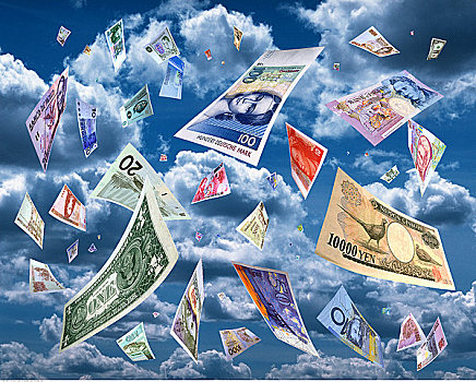 国际货币,漂浮,天空