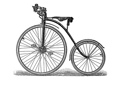 脚踏车,自行车,19世纪,高,轮子,普通,木刻,德国,欧洲