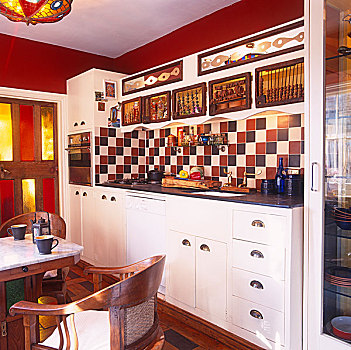 红色,厨房,白色,合适,活力,瓷砖墙