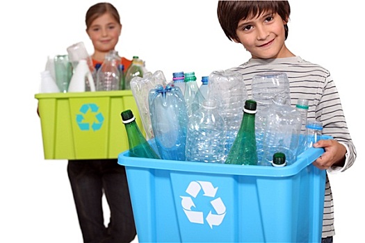 孩子,再循环,塑料瓶