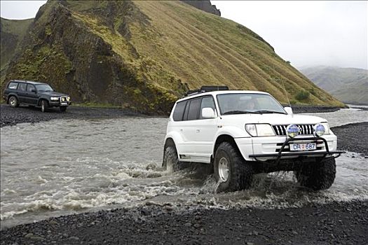 冰岛,道路,许多,河,穿过,只有,旅行,两个