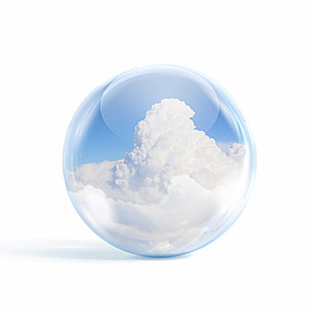 白云,蓝天,室内,玻璃,球体