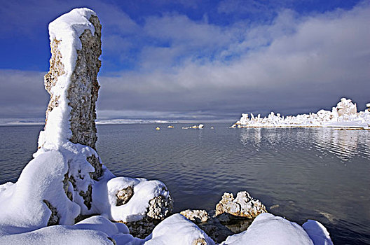 美国,加利福尼亚,莫诺湖,积雪,暴风雪