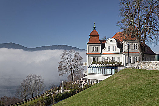城堡,酒店,乡村,湖,上巴伐利亚,巴伐利亚,德国南部,德国